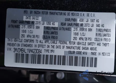 2022 Mazda Cx-30 2.5 S z USA, uszkodzony, nr VIN 3MVDMBAL1NM423084